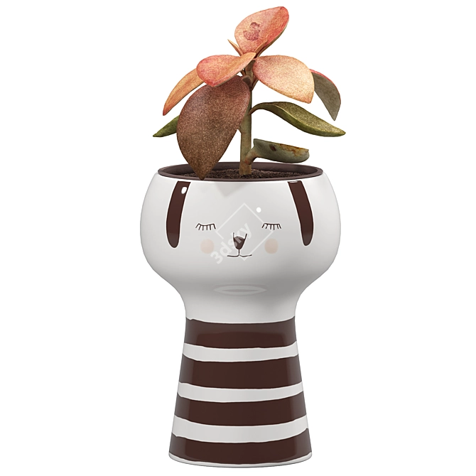 Plant Inspired Ceramic Pots Collection 3D model image 5