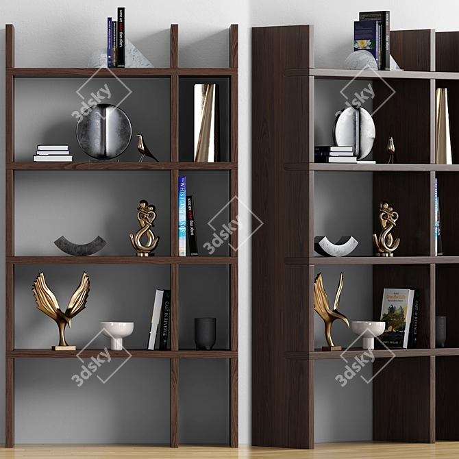 Elegant Decor Bookcase with Marble 3D model image 1