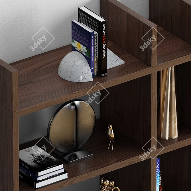 Elegant Decor Bookcase with Marble 3D model image 3