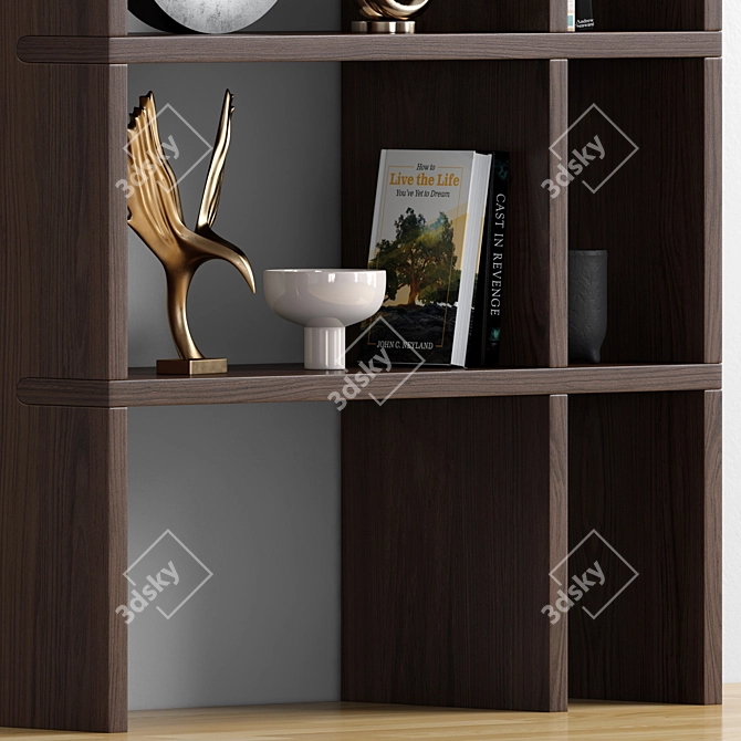 Elegant Decor Bookcase with Marble 3D model image 4