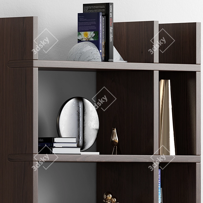 Elegant Decor Bookcase with Marble 3D model image 5