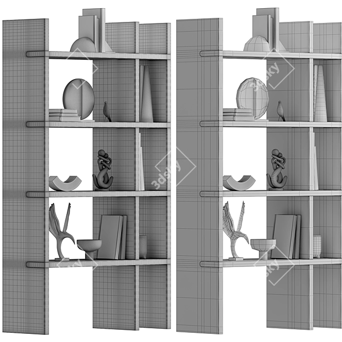 Elegant Decor Bookcase with Marble 3D model image 7