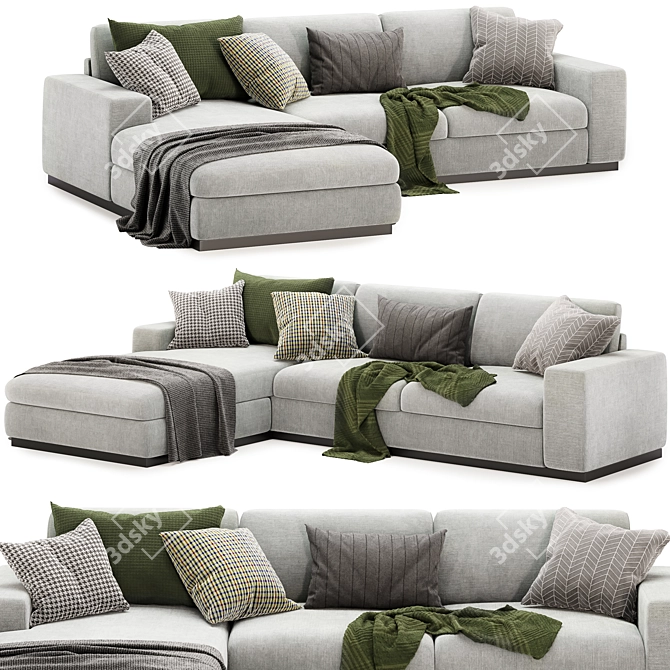 Versatile Light Sepia Corner Sofa 3D model image 1