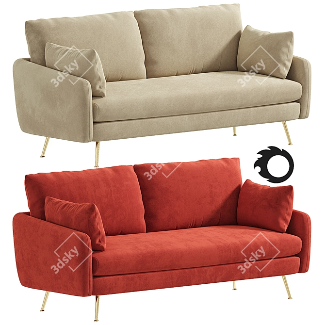 Modern Park Sofa in Velvet 3D model image 1