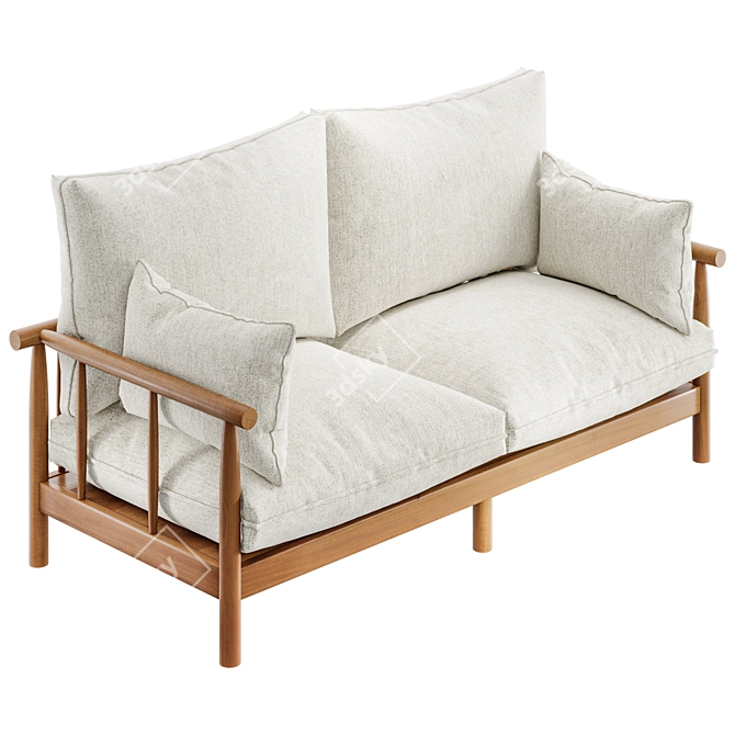 Eucalyptus 2-Seater Solid Wood Sofa 3D model image 1