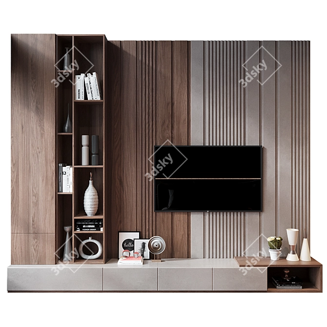 Modern TV Wall Decor Stand 3D model image 1