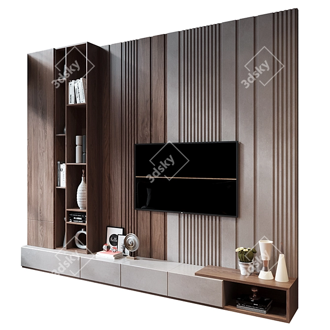 Modern TV Wall Decor Stand 3D model image 2