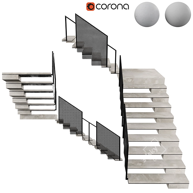 Contemporary Stairs V10 2014 3D model image 1