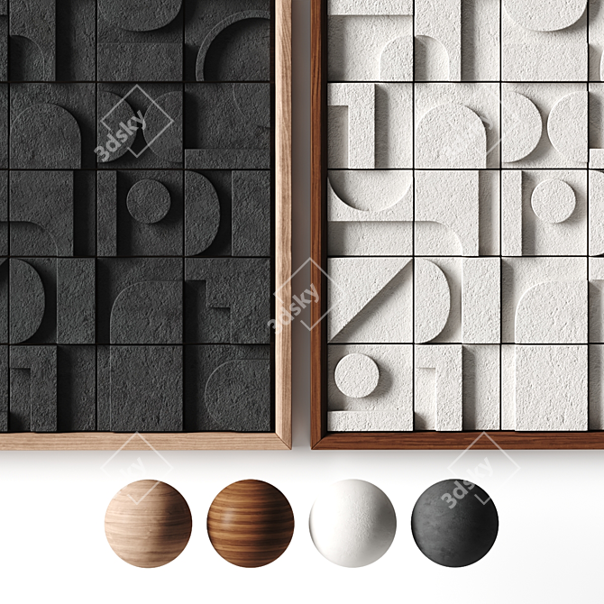 Stone Relief Wall Art Sculpture 3D model image 2