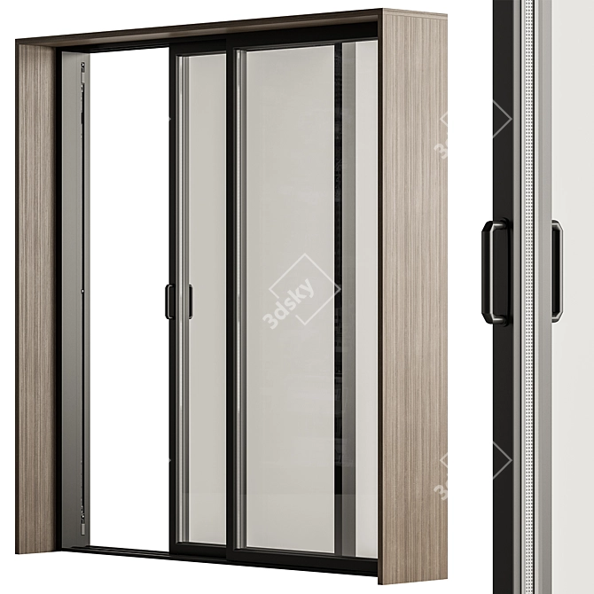 Modern Metal Glass Door Set 3D model image 1