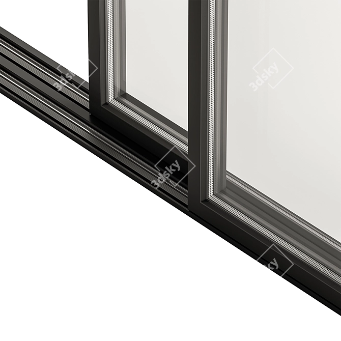 Modern Metal Glass Door Set 3D model image 2