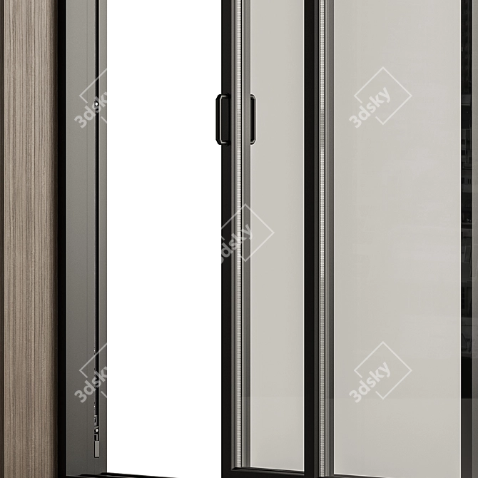 Modern Metal Glass Door Set 3D model image 3