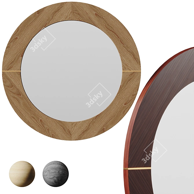 Mid-Century Fusion Wood Wall Mirror 3D model image 1