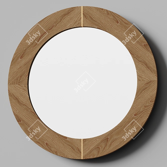 Mid-Century Fusion Wood Wall Mirror 3D model image 3