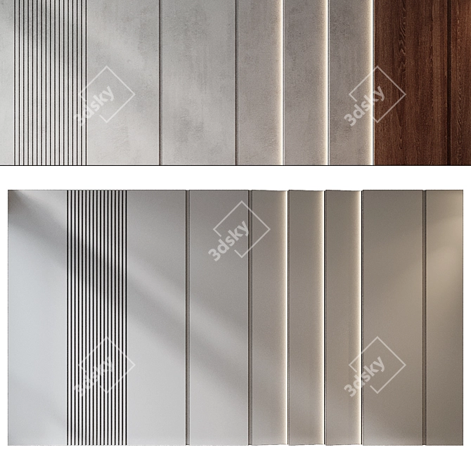 Modern 3D Wall Panel Decor 3D model image 2