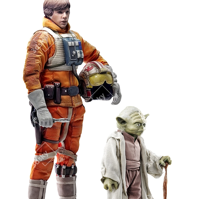 Luke Skywalker & Yoda Figures Set 3D model image 2