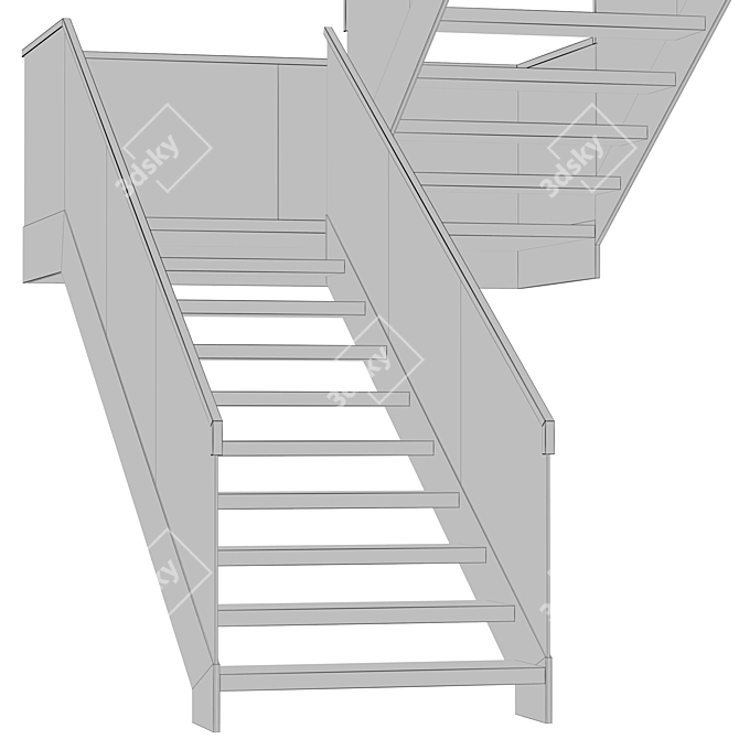 Sleek Modular Staircase Solution 3D model image 4