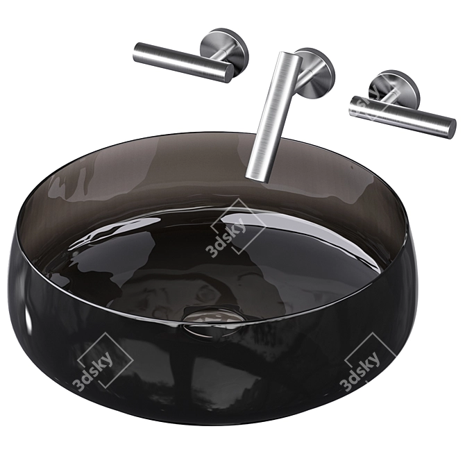 Modern Round Sink & Mixer 3D model image 2