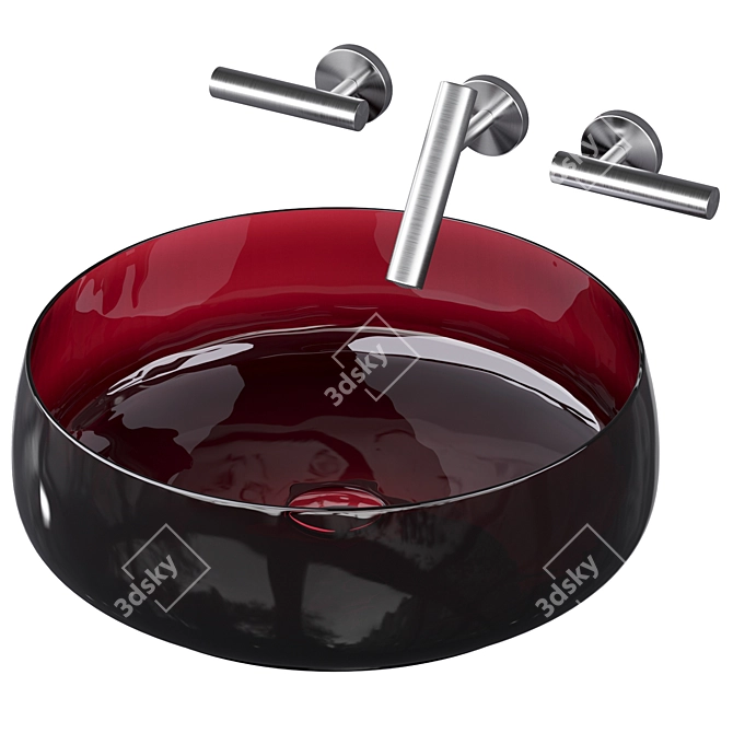 Modern Round Sink & Mixer 3D model image 3