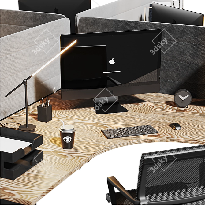 High-Quality Brown Black Office Set 3D model image 5