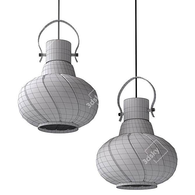 Vintage Glass Pendant Light Chandelier 3D model image 2