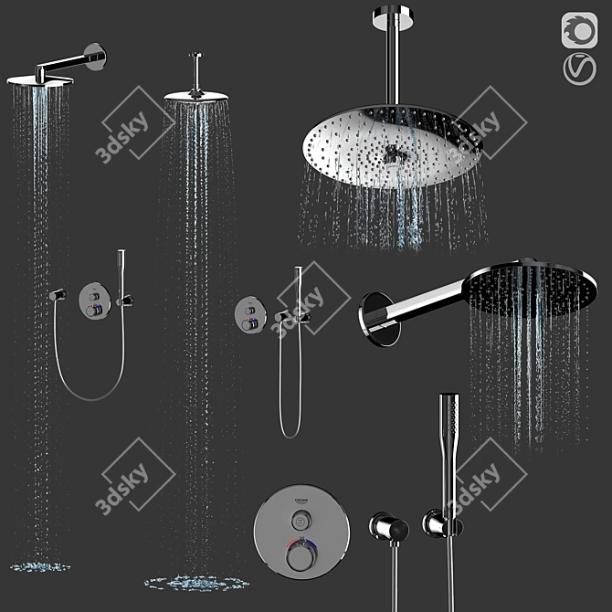 Grohe Wall-Mounted Shower Set 3D model image 1