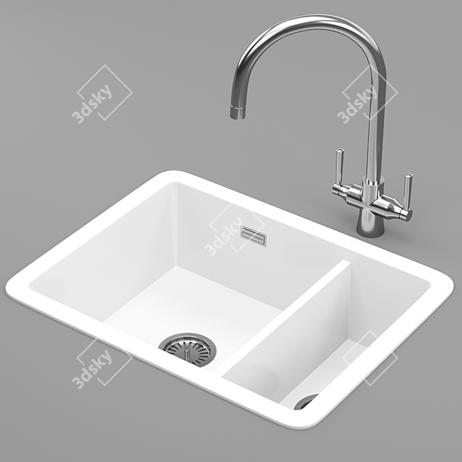 Rustique Ceramic Sink, 55.7cm 3D model image 1