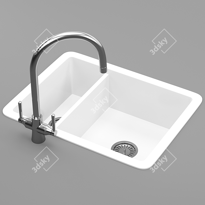 Rustique Ceramic Sink, 55.7cm 3D model image 3