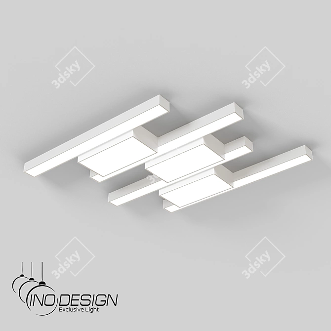 Modern White Metal LED Ceiling Light 3D model image 3