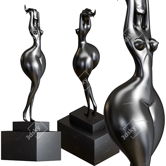 Elegant Home Decor Woman Sculpture 3D model image 2