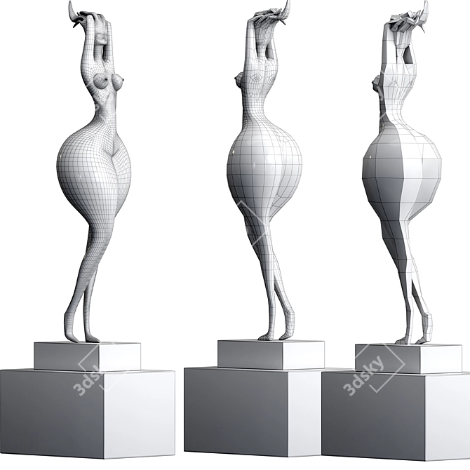 Elegant Home Decor Woman Sculpture 3D model image 6