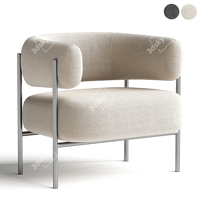 Elegant Modern Blanc Armchair 3D model image 1