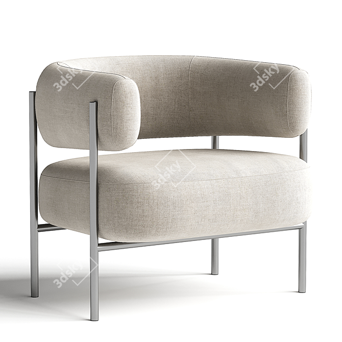 Elegant Modern Blanc Armchair 3D model image 4