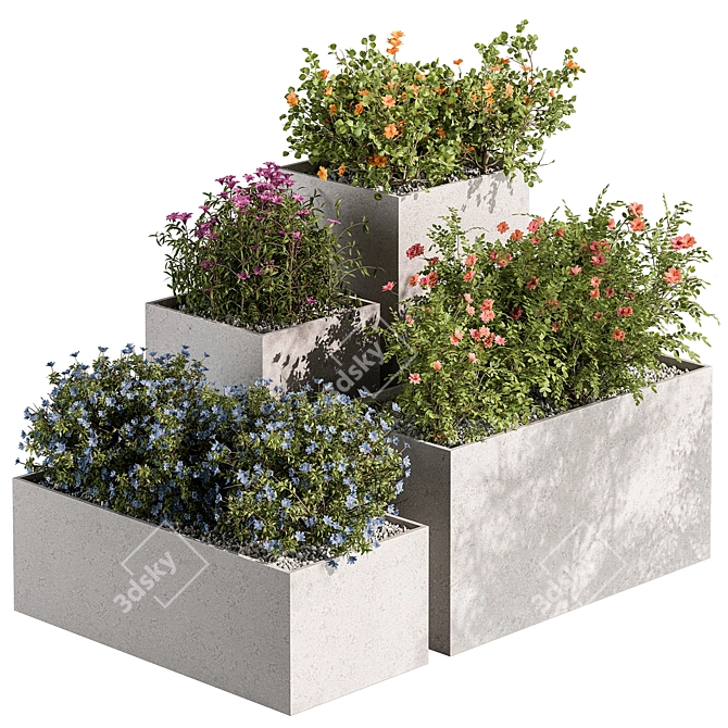 Outdoor Plant Box Flowers 534 3D model image 1