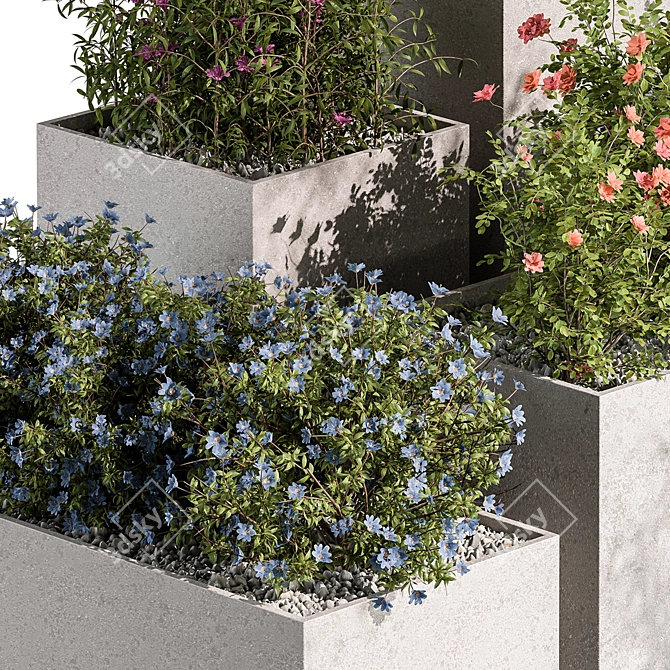 Outdoor Plant Box Flowers 534 3D model image 2