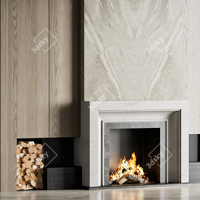 High-Quality Fireplace Model for VRay 3D model image 2