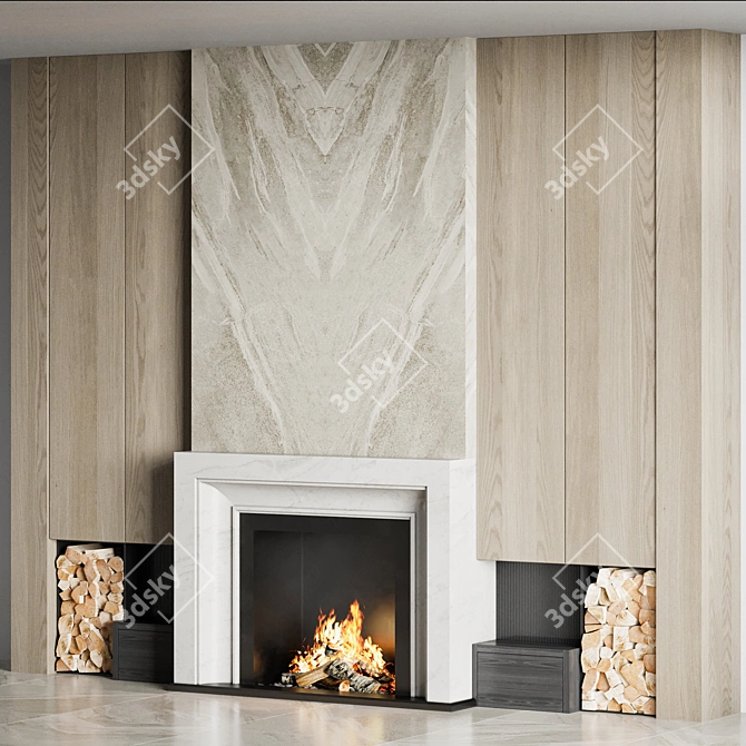 High-Quality Fireplace Model for VRay 3D model image 3