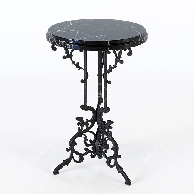 Iron Table with Marble Top 3D model image 1