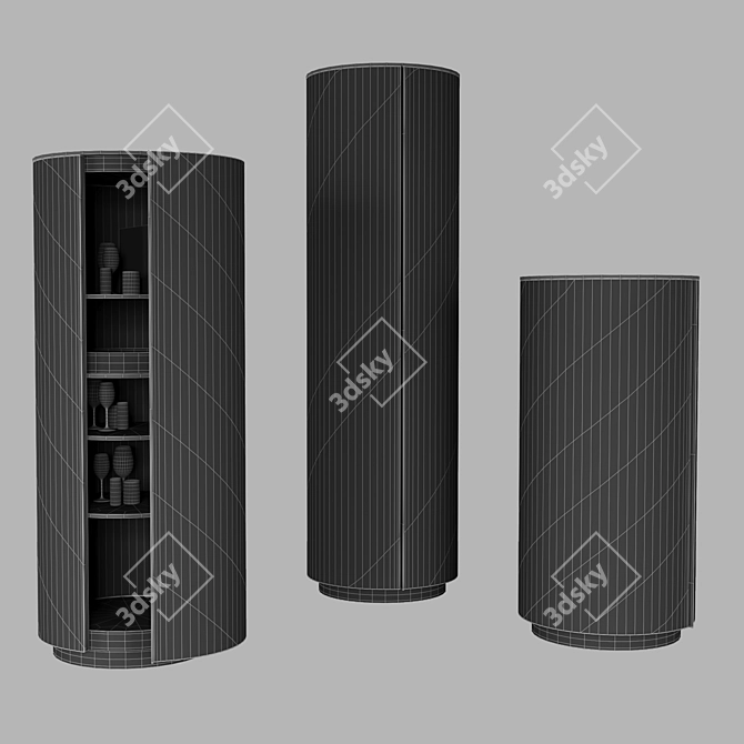 Cylindrical Metal Storage Units 3D model image 3