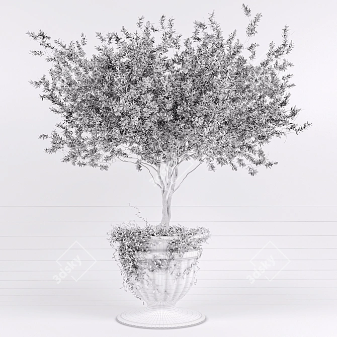 Concrete Pot Greenery Planter 3D model image 5