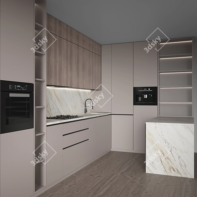 Edit-friendly Modern Kitchen with Appliances 3D model image 4