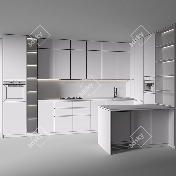 Edit-friendly Modern Kitchen with Appliances 3D model image 6