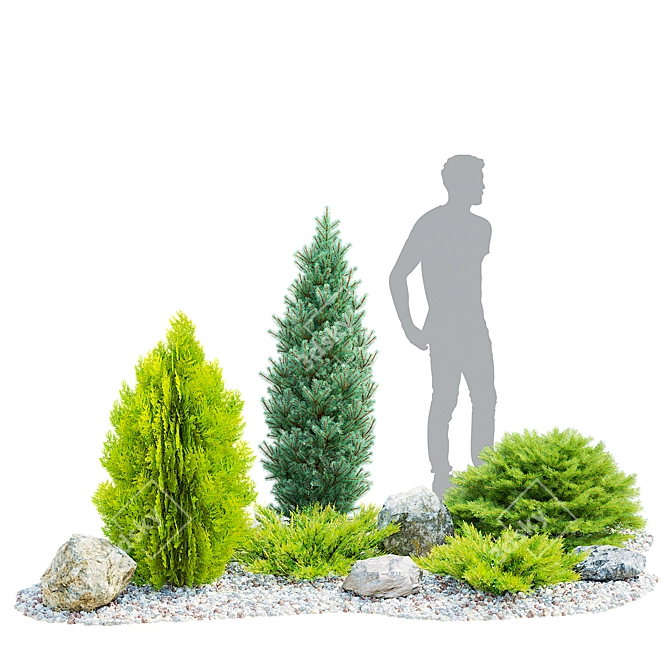 Alpine Conifer Hill Scene Kit 3D model image 2