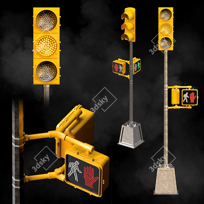 Exterior 3D Traffic Lights Set 3D model image 5