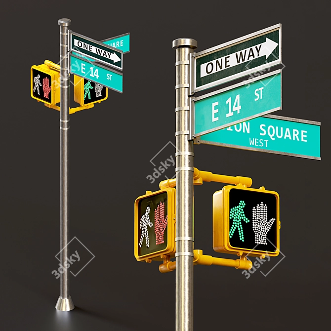 Exterior 3D Traffic Lights Set 3D model image 6