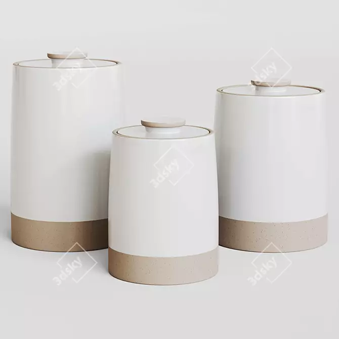 Rustic Stoneware Kitchen Canisters 3D model image 1