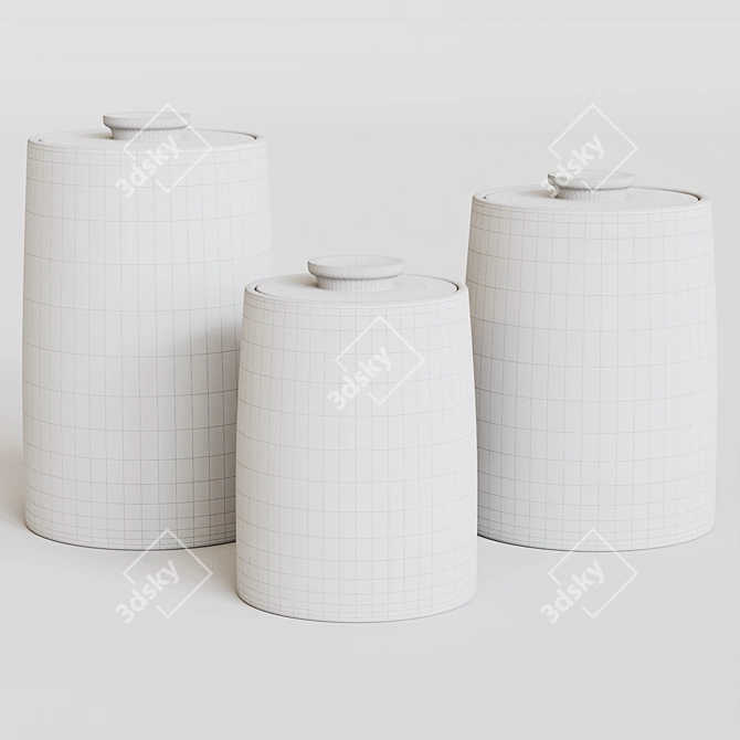 Rustic Stoneware Kitchen Canisters 3D model image 2