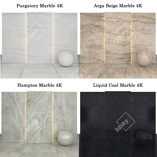 Marble Texture Collection Set 3D model image 2