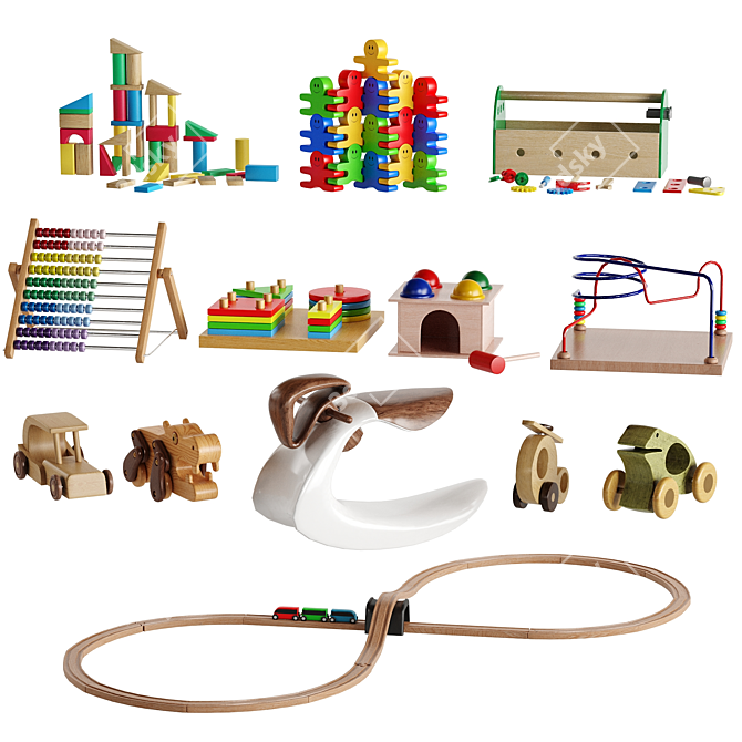 Kids Wooden Toy Room Set 3D model image 1