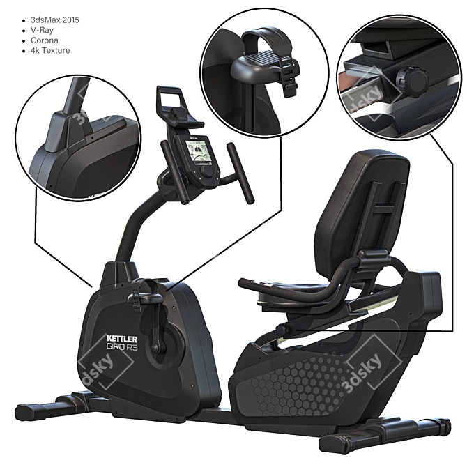 KETTLER Giro R3 Exercise Bike 3D model image 2